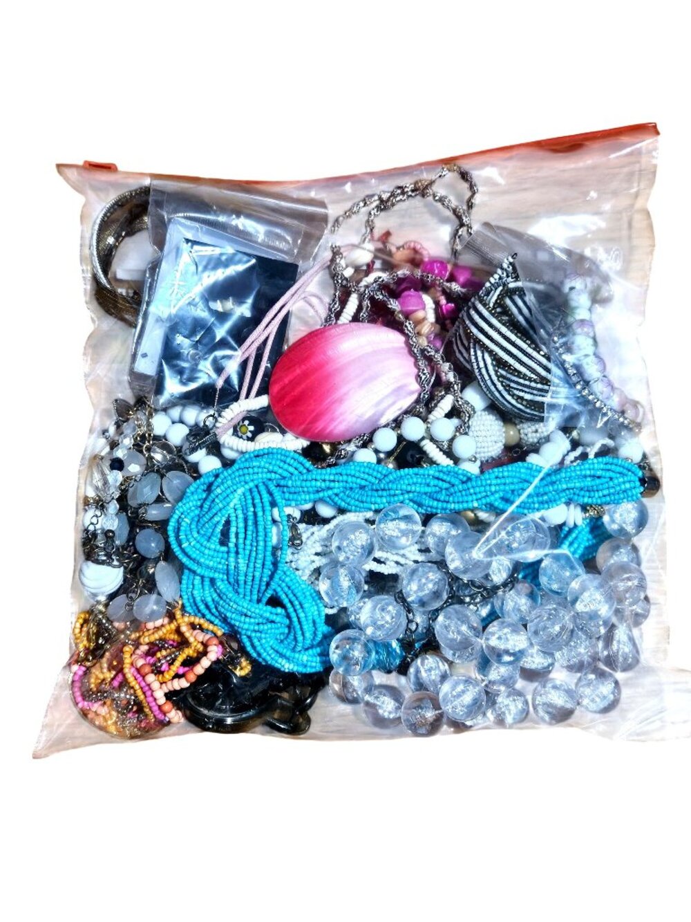 2lb lot of assorted beaded fashion jewelry bracelets, earrings, necklaces watch